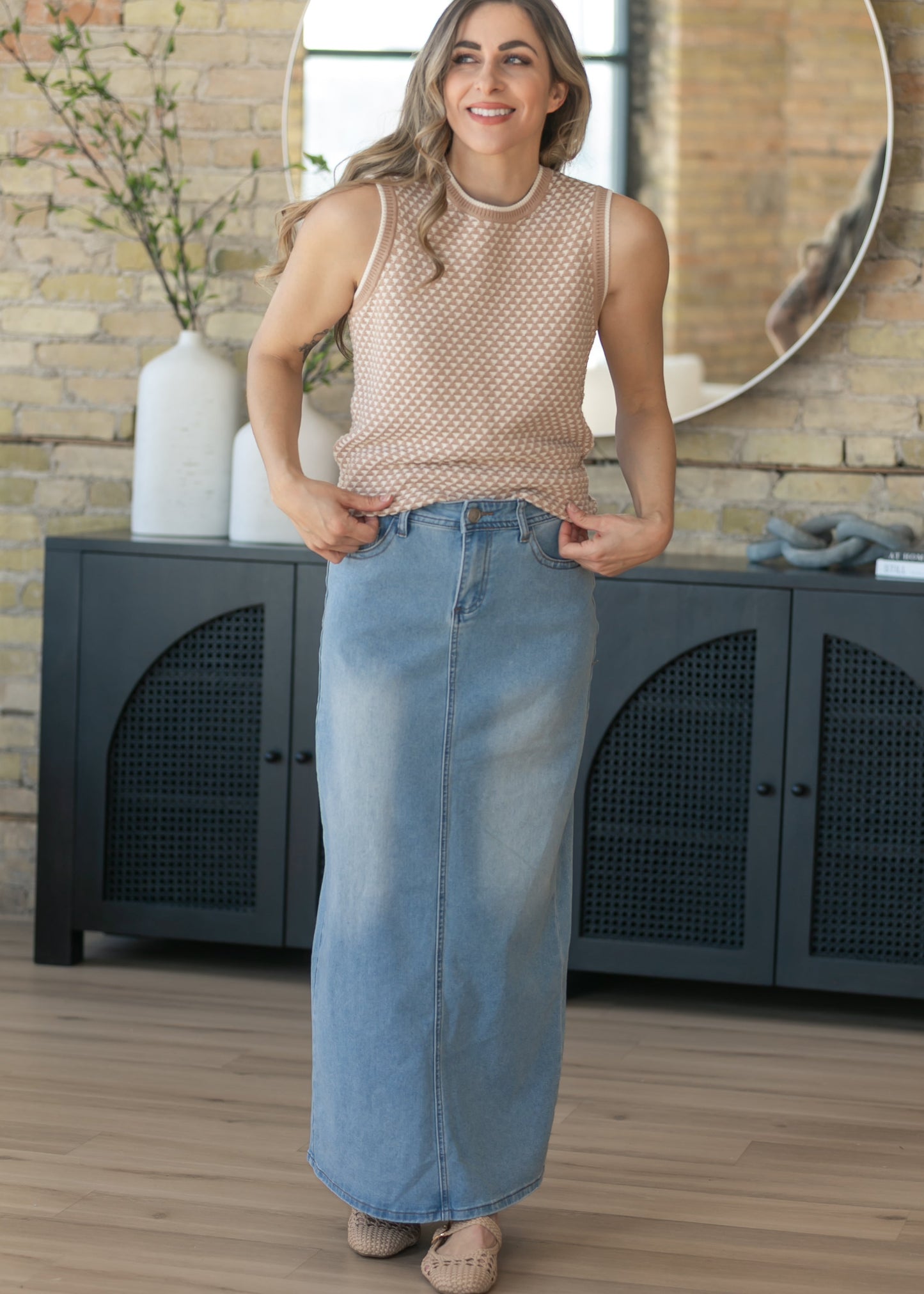 Stella Light Wash Maxi Denim Skirt IC Skirts
