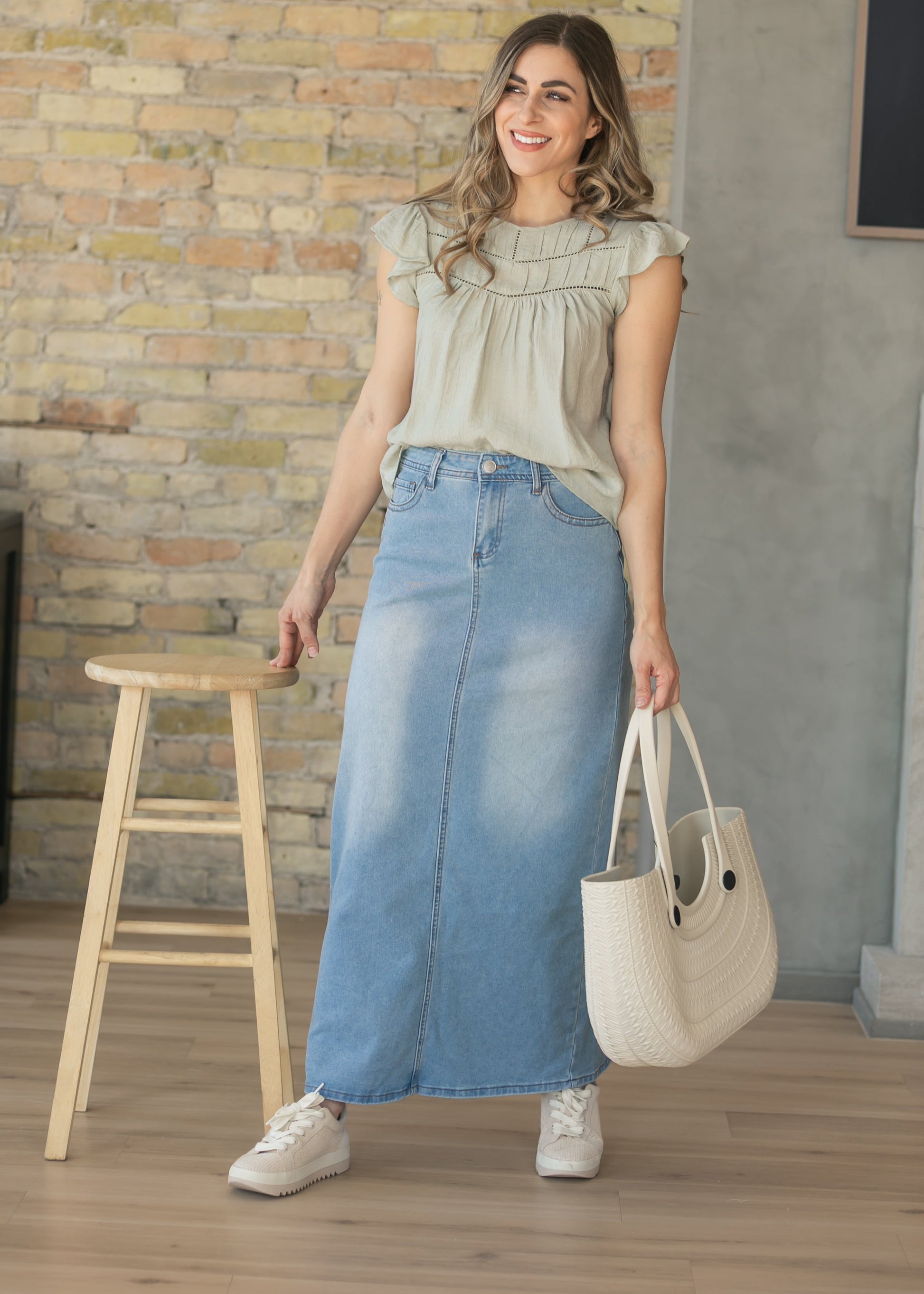 Stella Light Wash Maxi Denim Skirt IC Skirts
