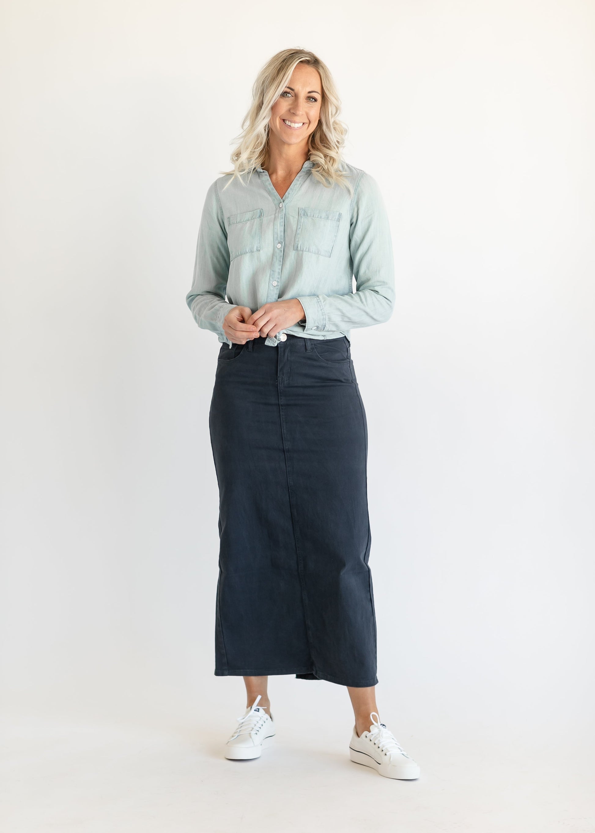 Stella Navy Denim Maxi Skirt IC Skirts