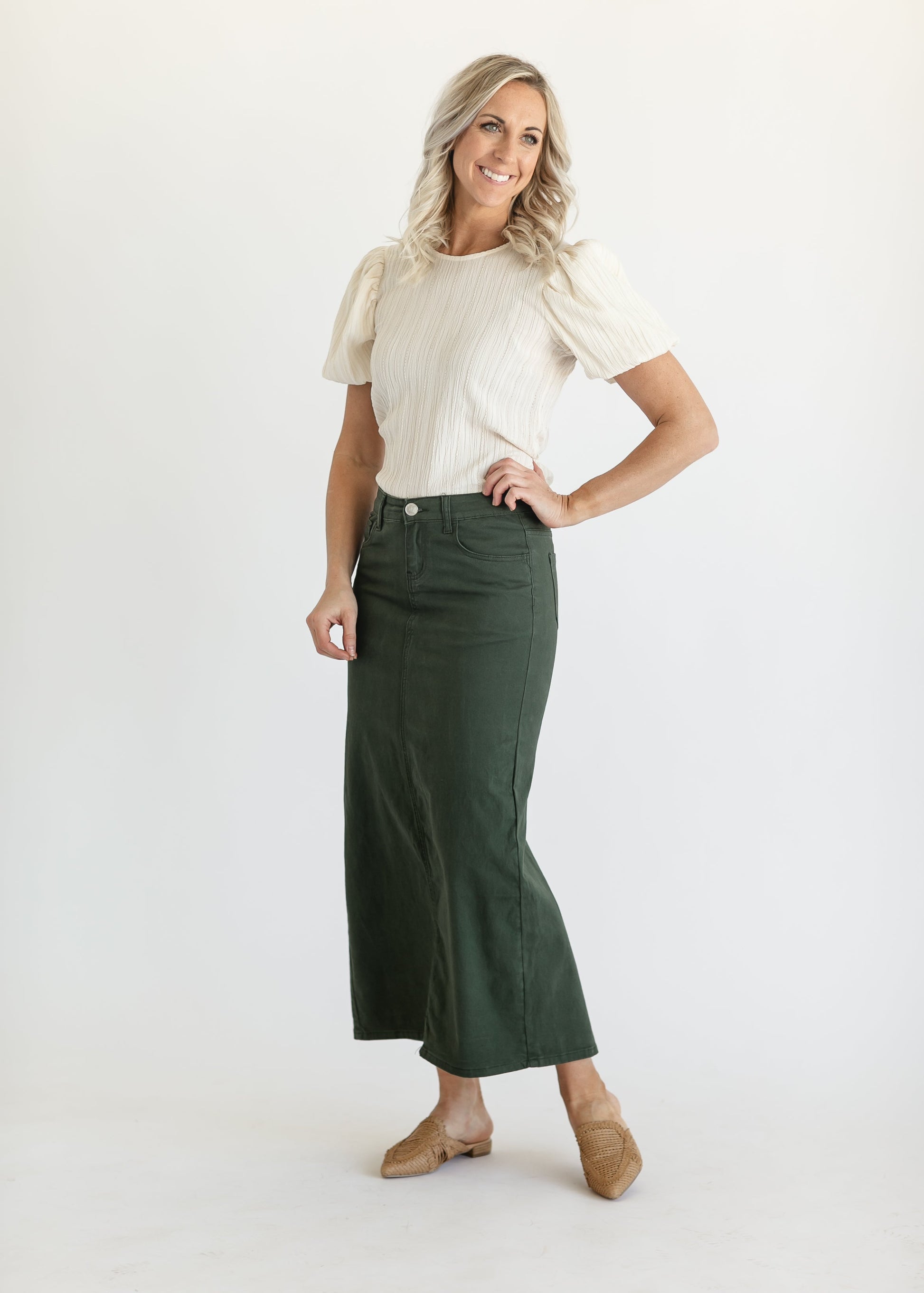 Stella Olive Branch Denim Maxi Skirt IC Skirts