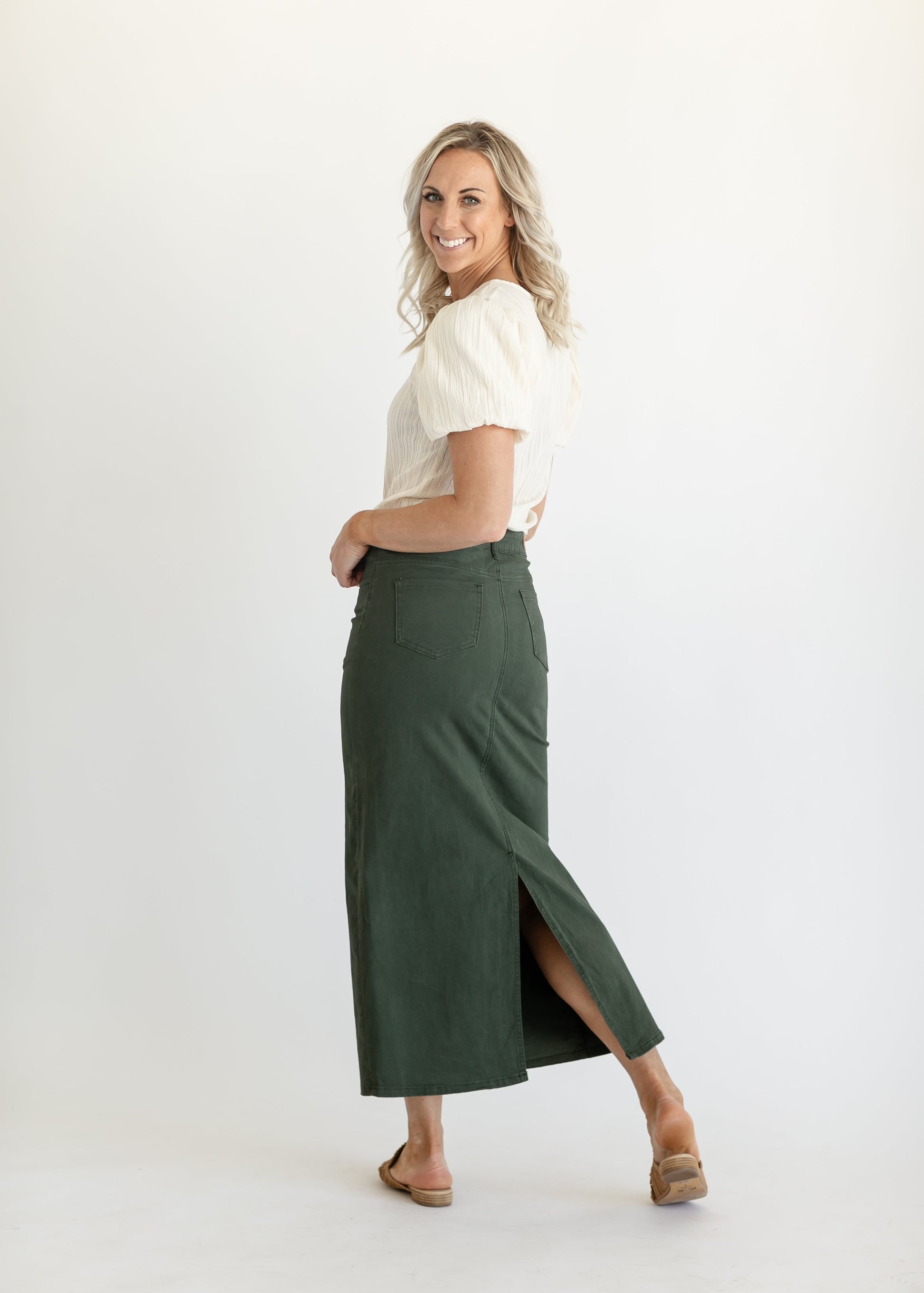 Stella Olive Branch Denim Maxi Skirt IC Skirts