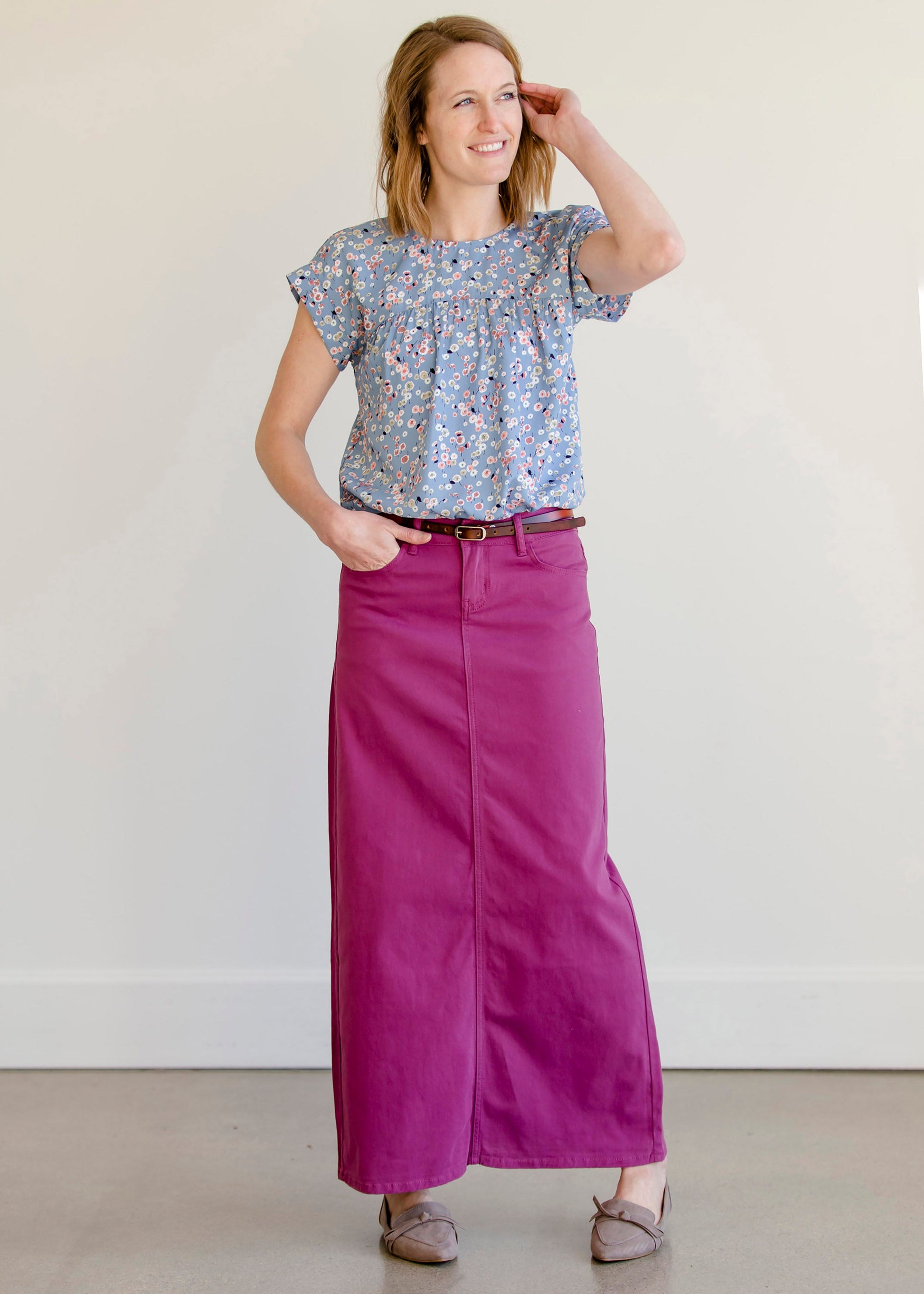 Stella Plum Colored Denim Skirt - FINAL SALE Skirts