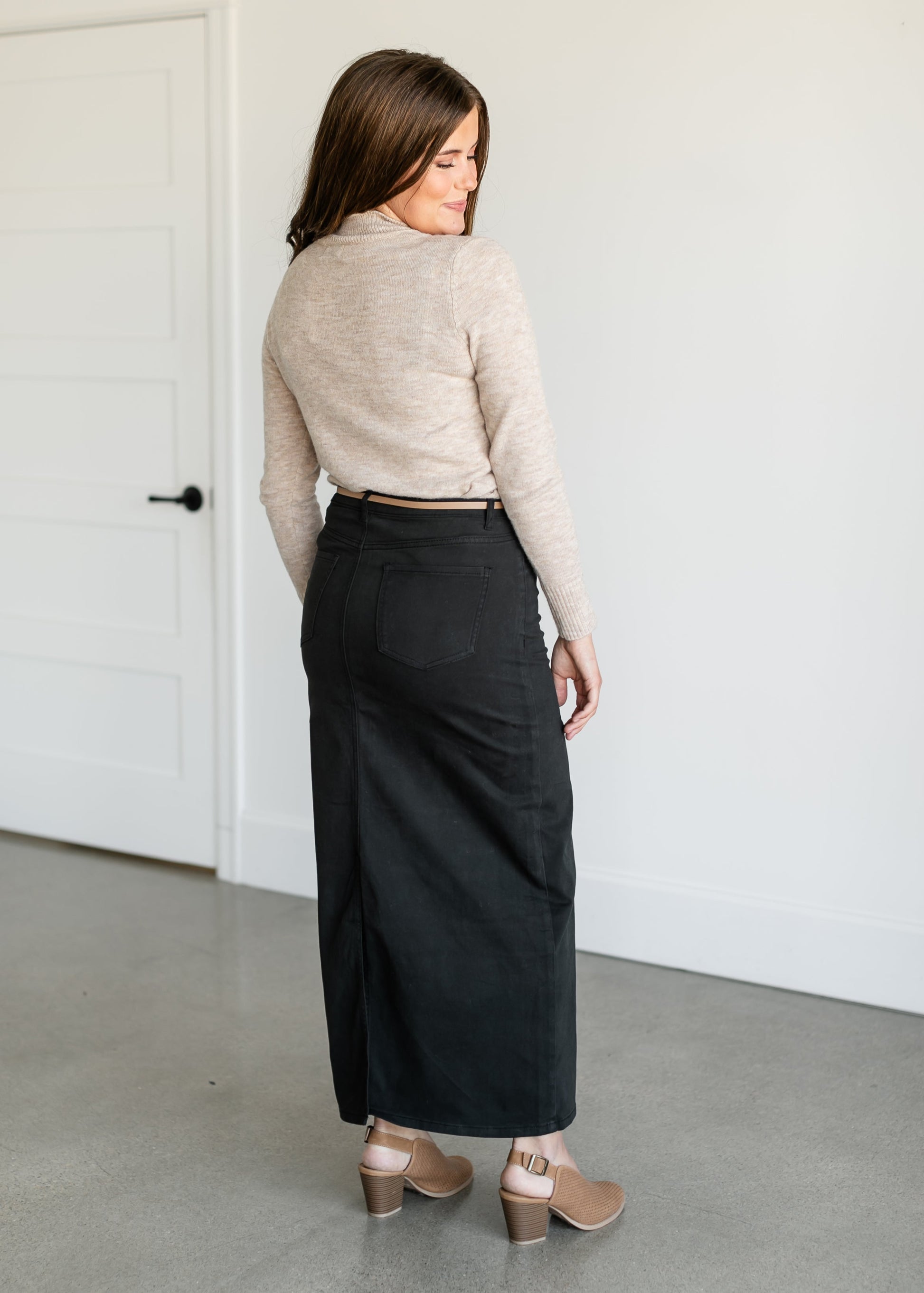 Stella Sable Black Denim Maxi Skirt IC Skirts