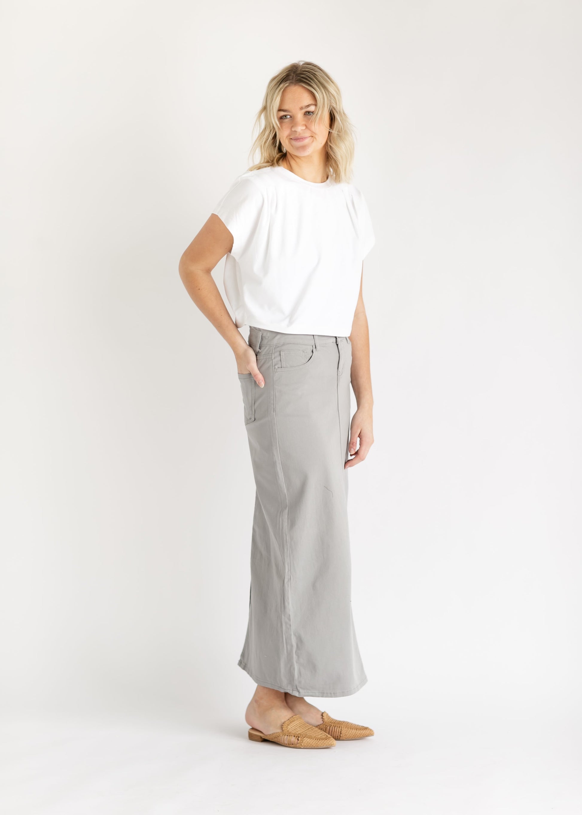 Stella Ultimate Gray Denim Maxi Skirt IC Skirts