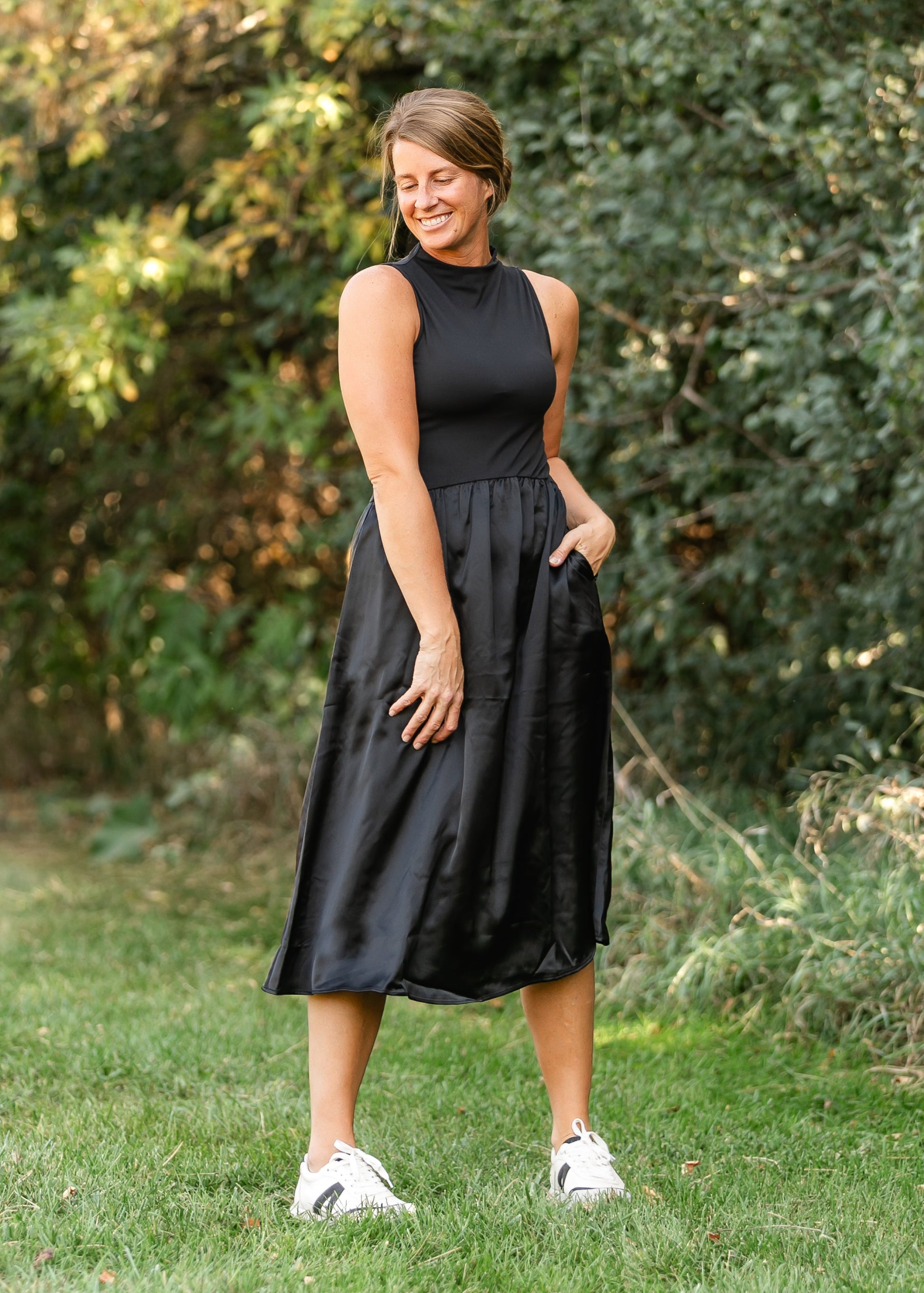 Steve Madden Aradia Mixed Media Sleeveless Midi Dress - FINAL SALE Inherit Co. Steve Madden Aradia Mixed Media Sleeveless Midi Dress - FINAL SALE Inherit Co.