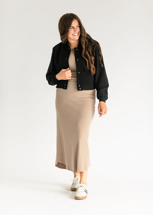 Steve Madden® Ardine Black Bomber Jacket FF Tops