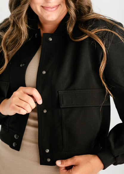 Steve Madden® Ardine Black Bomber Jacket FF Tops