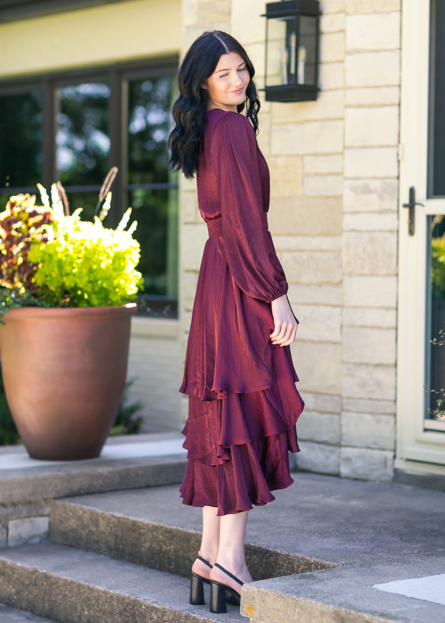fitted lace wedding dress Dolly Stretch Cotton Dress in Berry Red