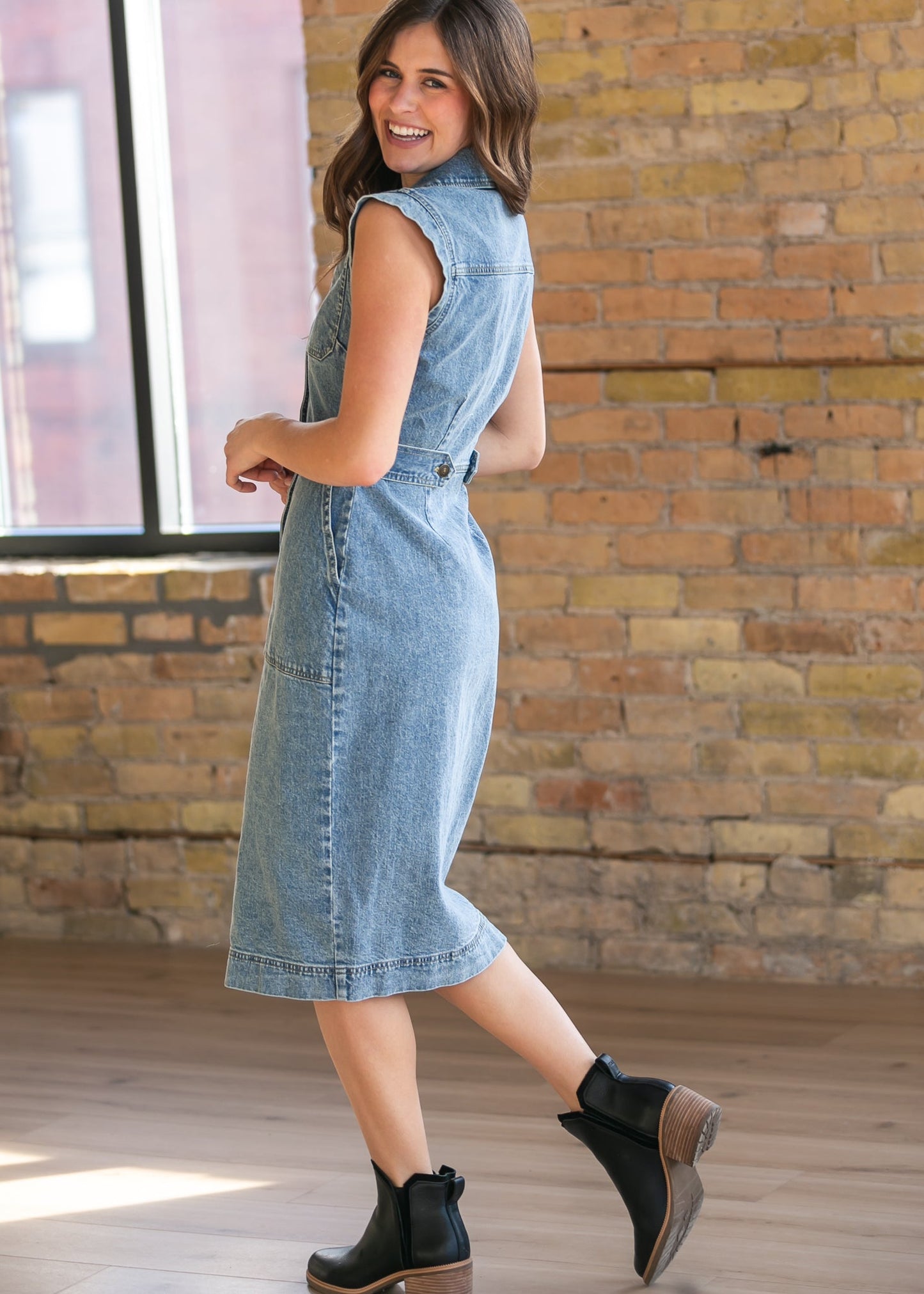 Steve Madden® Julieta Sleeveless Denim Midi Dress FF Dresses