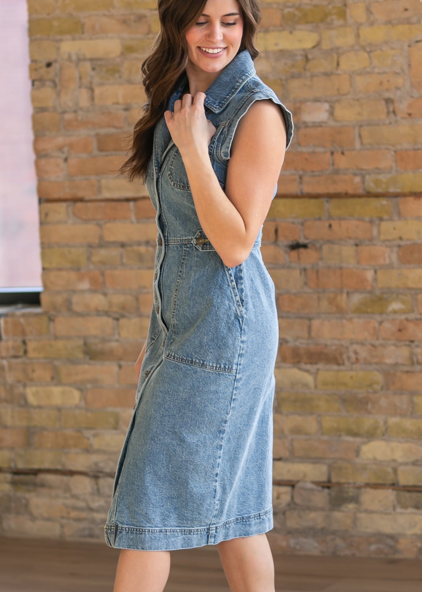 Steve Madden® Julieta Sleeveless Denim Midi Dress FF Dresses