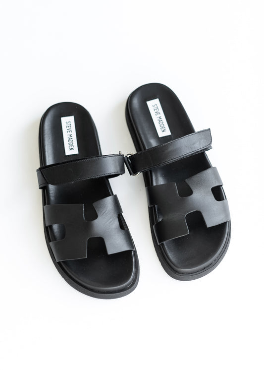 Steve Madden® Mayven Leather Sandles Shoes Black / 6