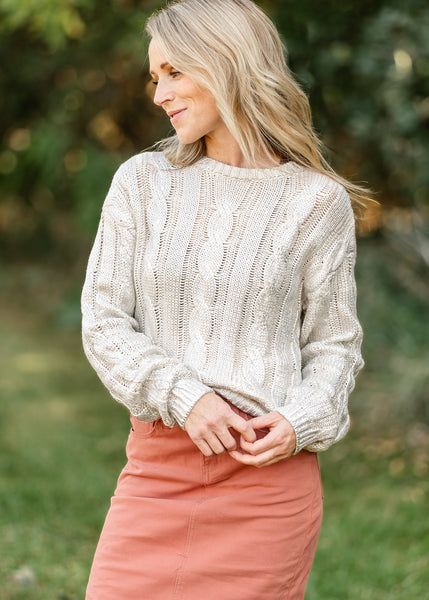 トップス Essential Classic Cable Knit Set Cable Stitch Women's Mixed Cable Knit Sweater - Classic Fit