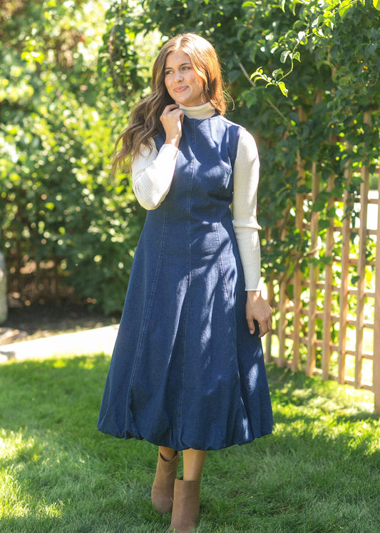 Steve Madden® Talasyn Bubble Hem Denim Dress FF Dresses