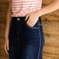 Stitch Detail Dark Denim Midi Skirt Skirts