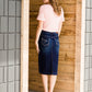 Stitch Detail Dark Denim Midi Skirt Skirts