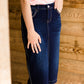 Stitch Detail Dark Denim Midi Skirt Skirts