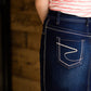 Stitch Detail Dark Denim Midi Skirt Skirts