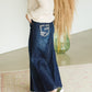 Stitched A-Line Long Denim Skirt - FINAL SALE Skirts