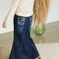 Stitched A-Line Long Denim Skirt - FINAL SALE Skirts