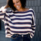Stone Wash Striped Boxy Sweater - FINAL SALE Tops