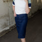 Straight Fit Dark Denim Midi Skirt - Final Sale Skirts
