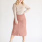 Straight Fit Faux Suede Midi Skirt FF Skirts