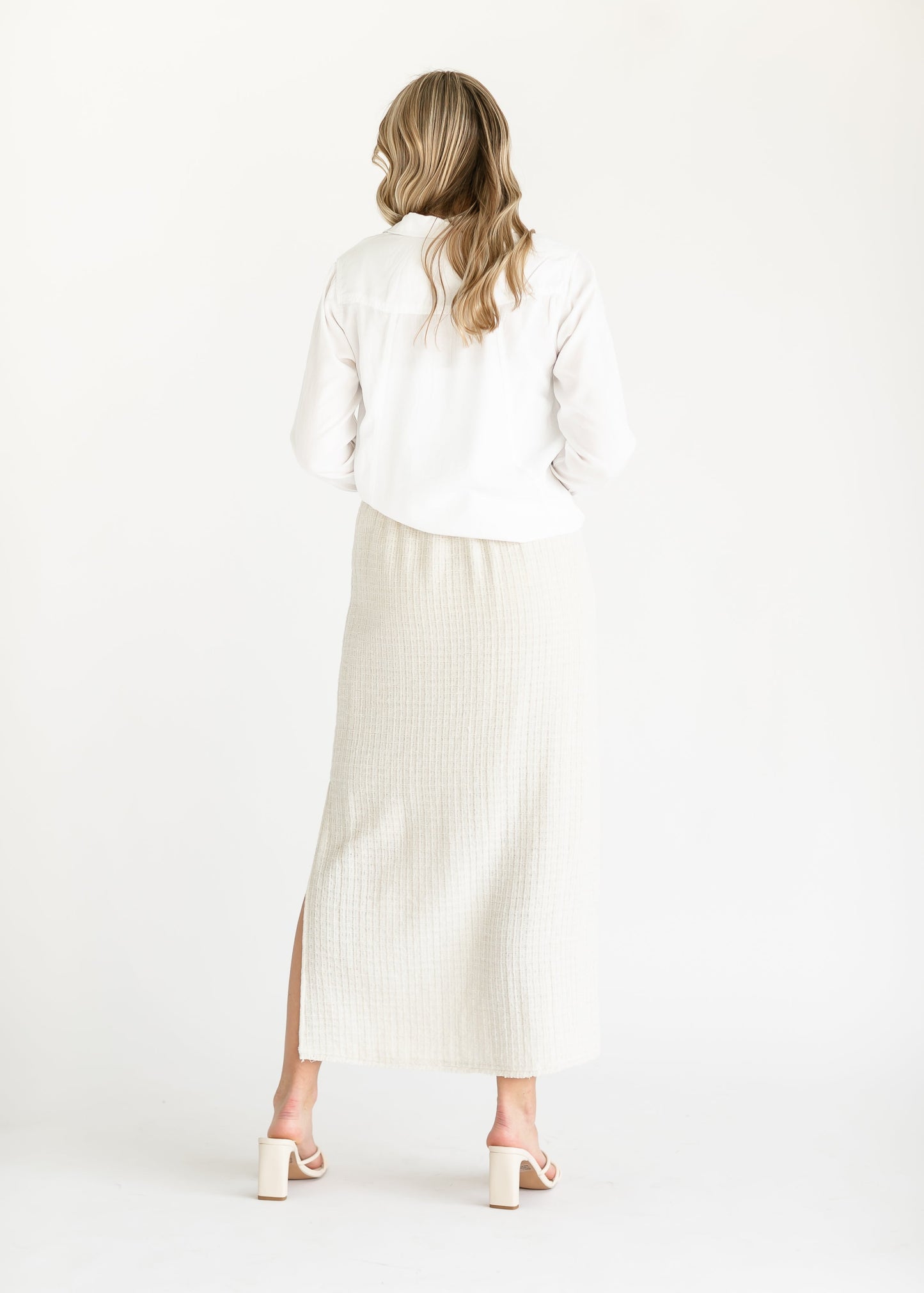 Straight Fit Textured Midi Skirt FF Skirts