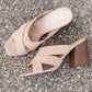 Strappy Taupe Slip On Heel - FINAL SALE Shoes