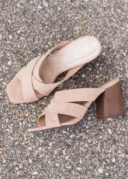Strappy Taupe Slip On Heel - FINAL SALE Shoes