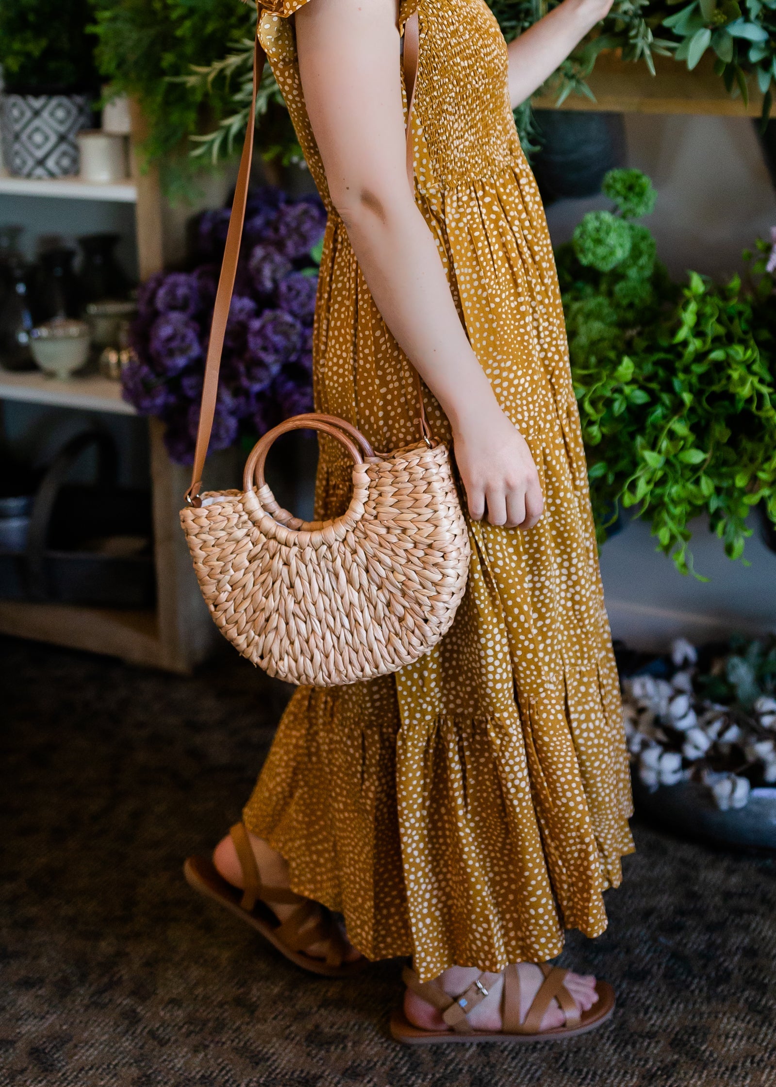 Straw Circle Handle Tote Accessories