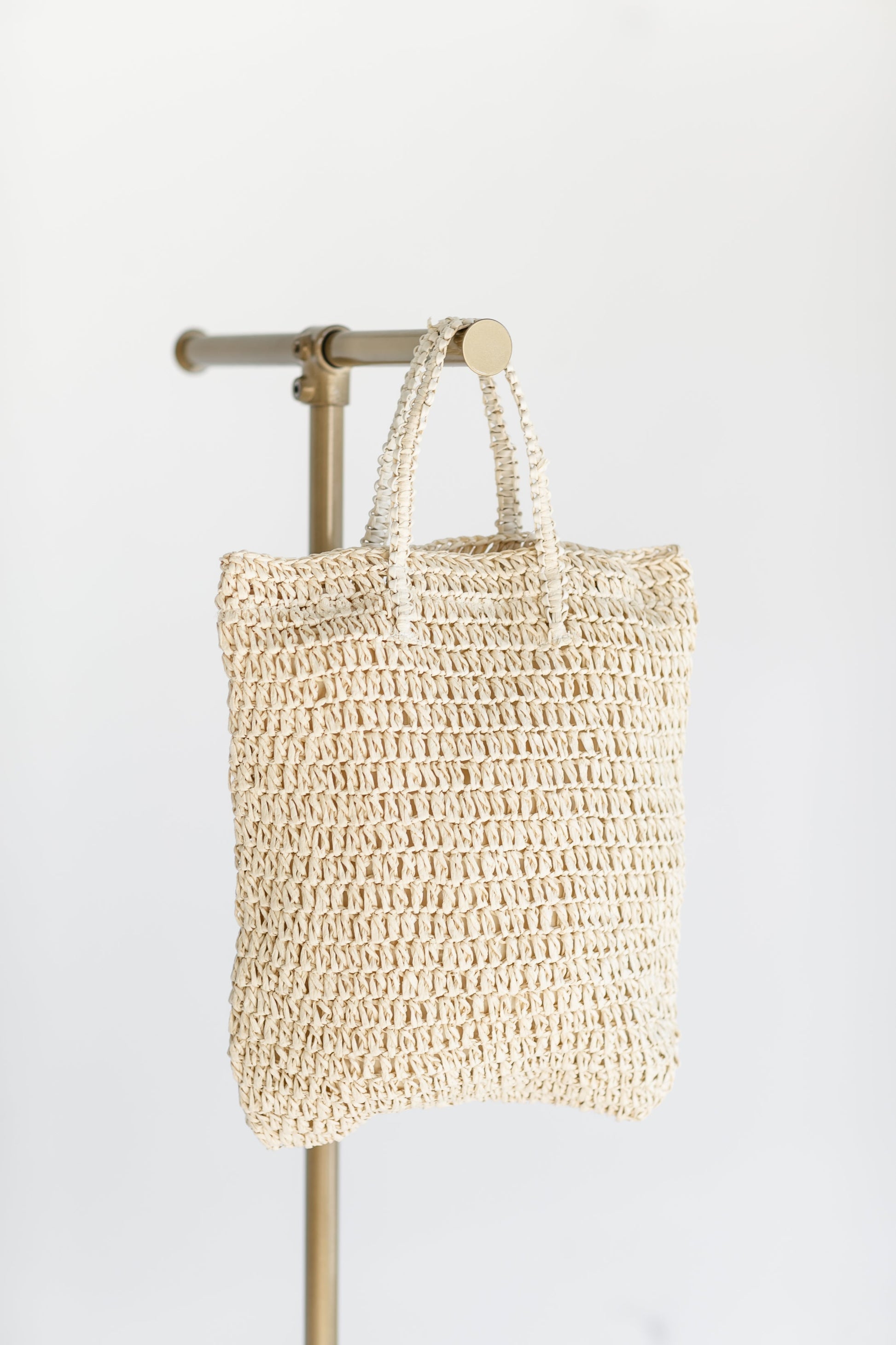 Straw Lined Tote Bag Accessories Beige
