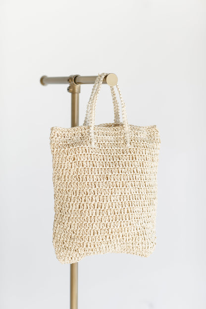 Straw Lined Tote Bag Accessories Beige