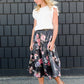 Stretch Floral Midi Skirt Skirts
