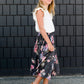 Stretch Floral Midi Skirt Skirts
