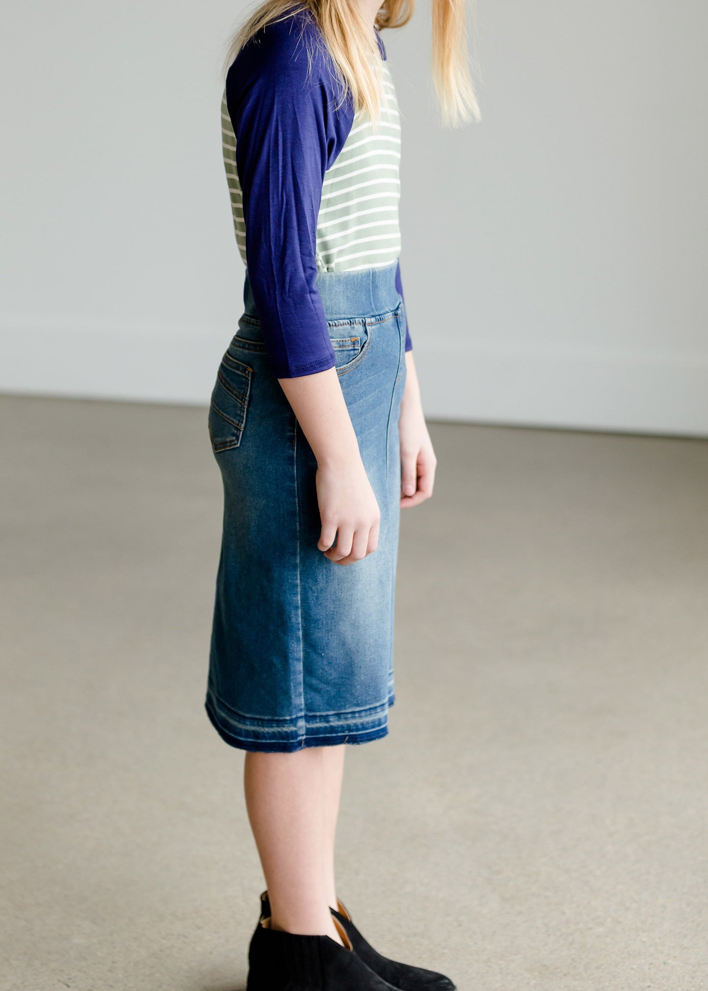 Stretch Vintage Denim Midi Skirt - FINAL SALE Skirts