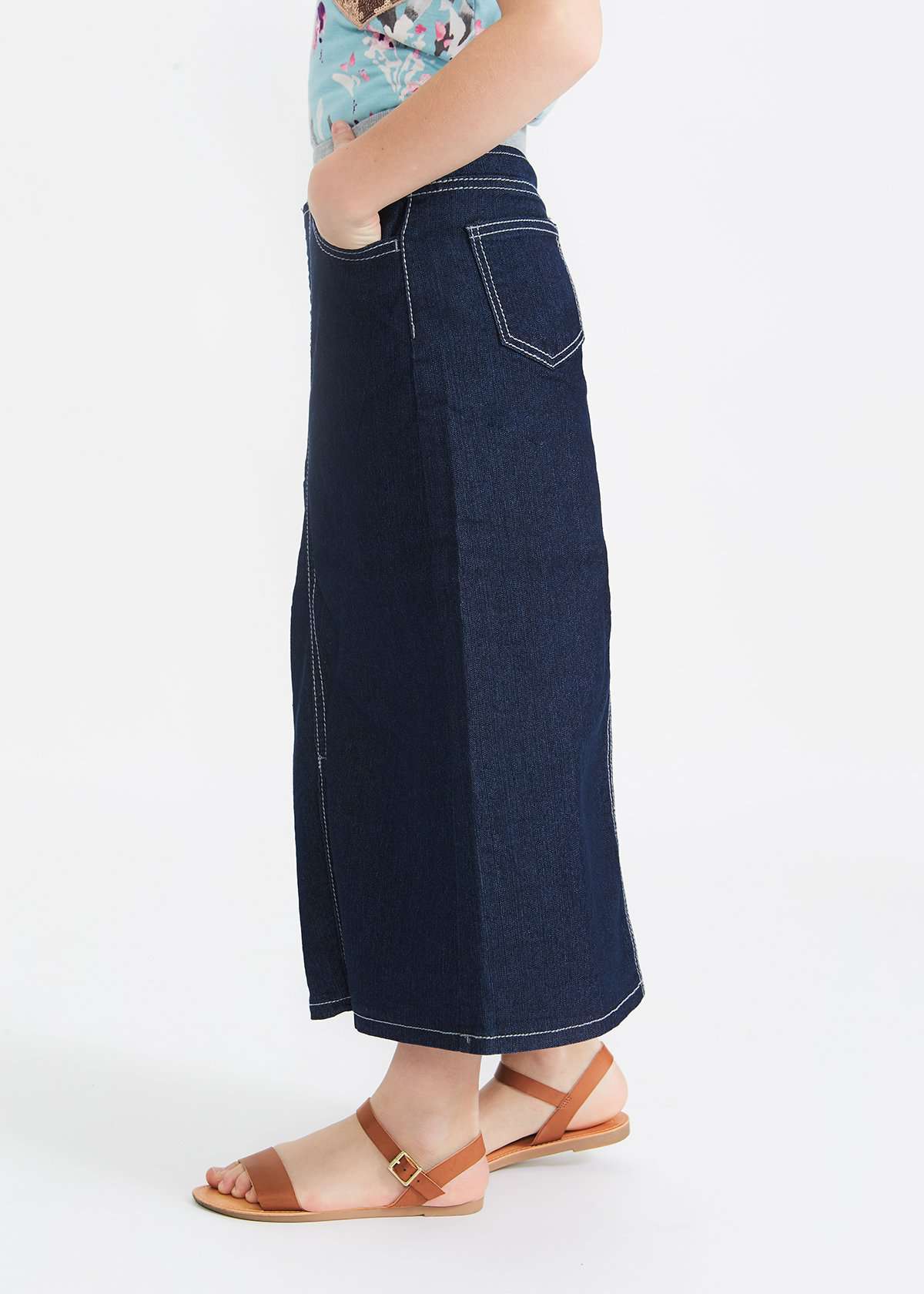 Stretch Waist Long Denim Skirt - FINAL SALE Skirts