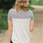 Stripe and Block Pocket Tee Tops