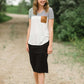 Stripe and Block Pocket Tee Tops