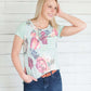 Stripe and Floral Pocket Tee Tops