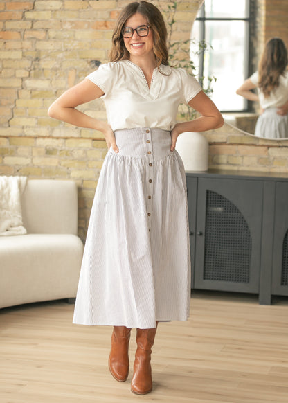 Stripe Button Down Maxi Skirt FF Skirts