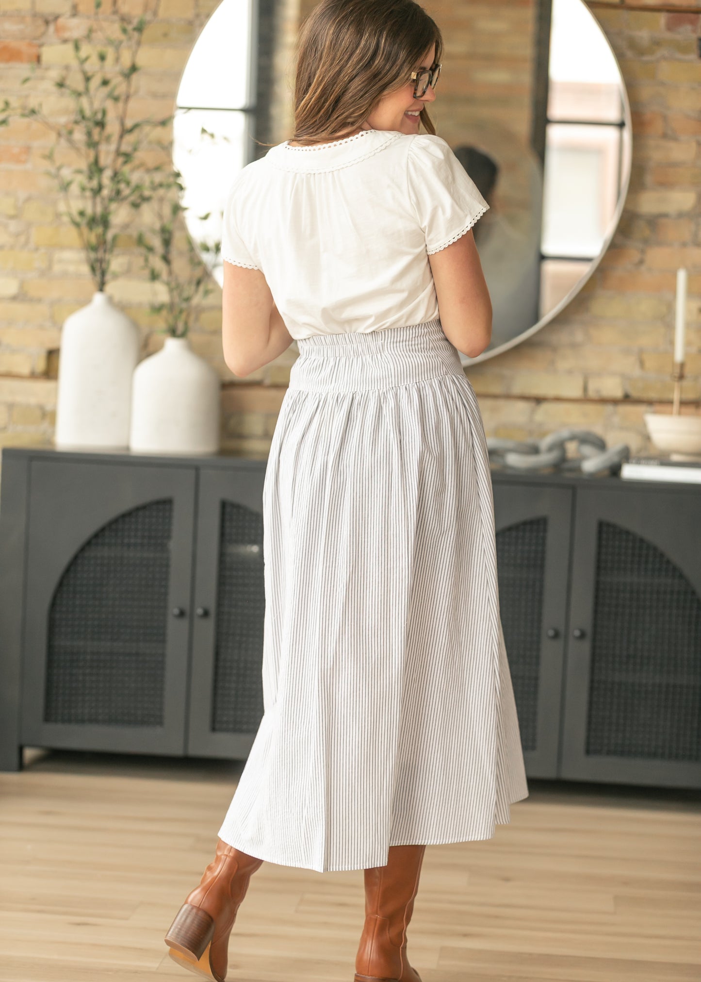 Stripe Button Down Maxi Skirt FF Skirts