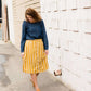 Stripe Button Midi Skirt Skirts