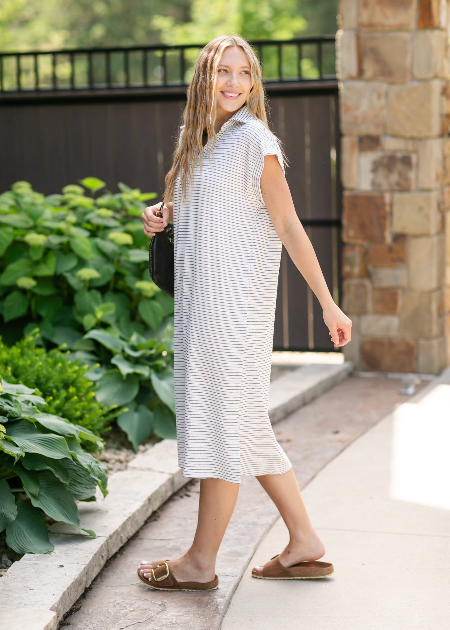 Stripe Collar Knit Dress FF Dresses
