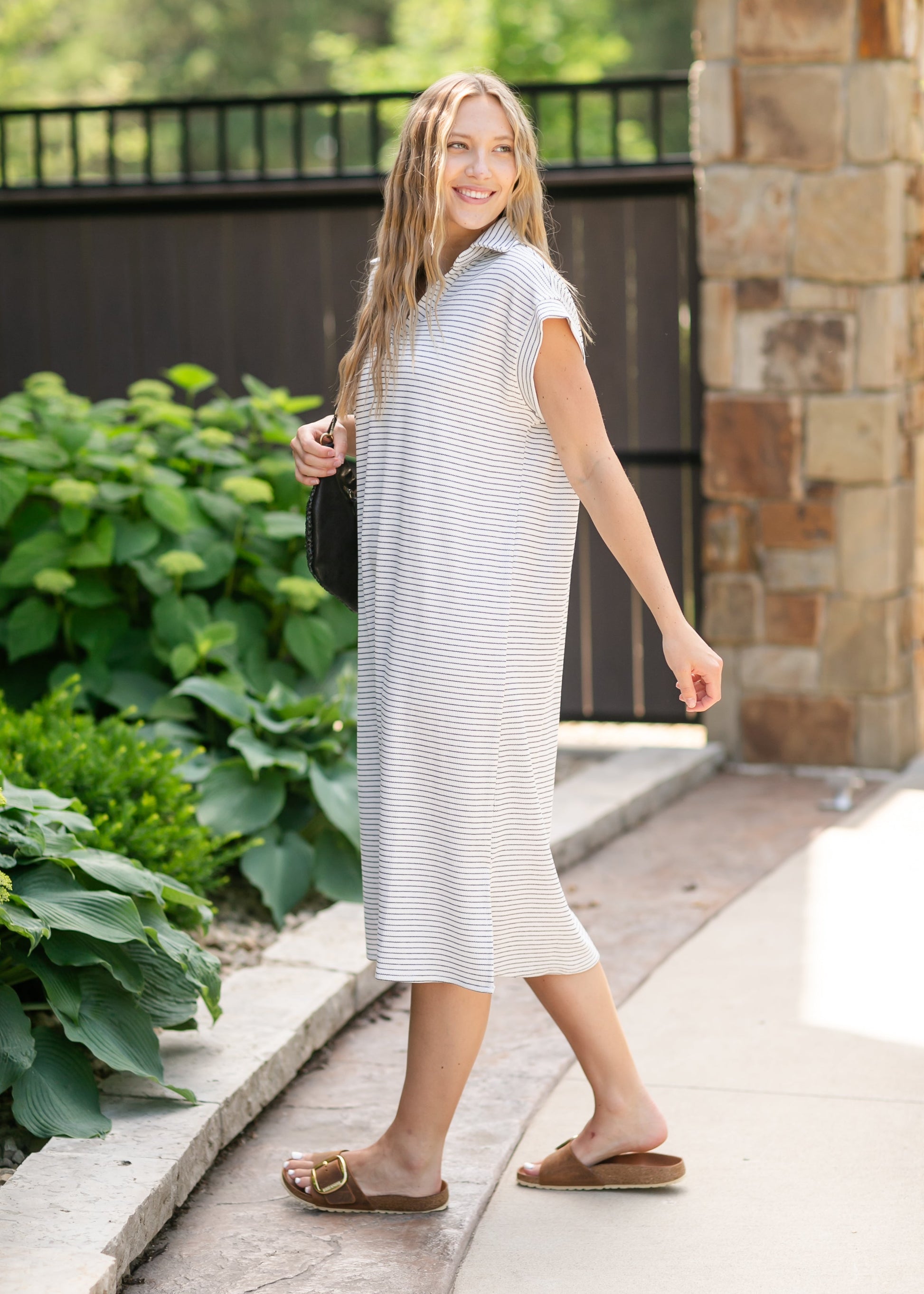 Stripe Collar Knit Dress FF Dresses