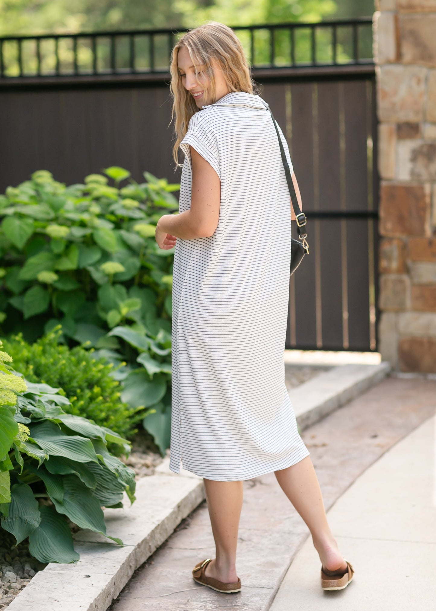 Stripe Collar Knit Dress FF Dresses