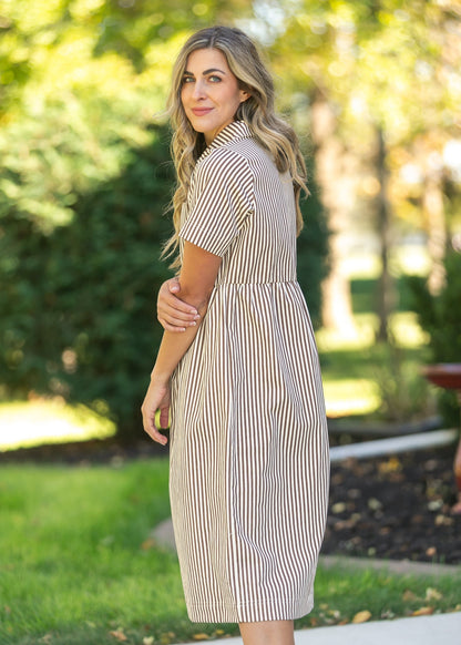 Stripe Half Zip Midi Dress FF Dresses