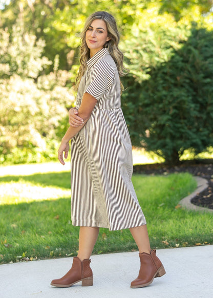 Stripe Half Zip Midi Dress FF Dresses