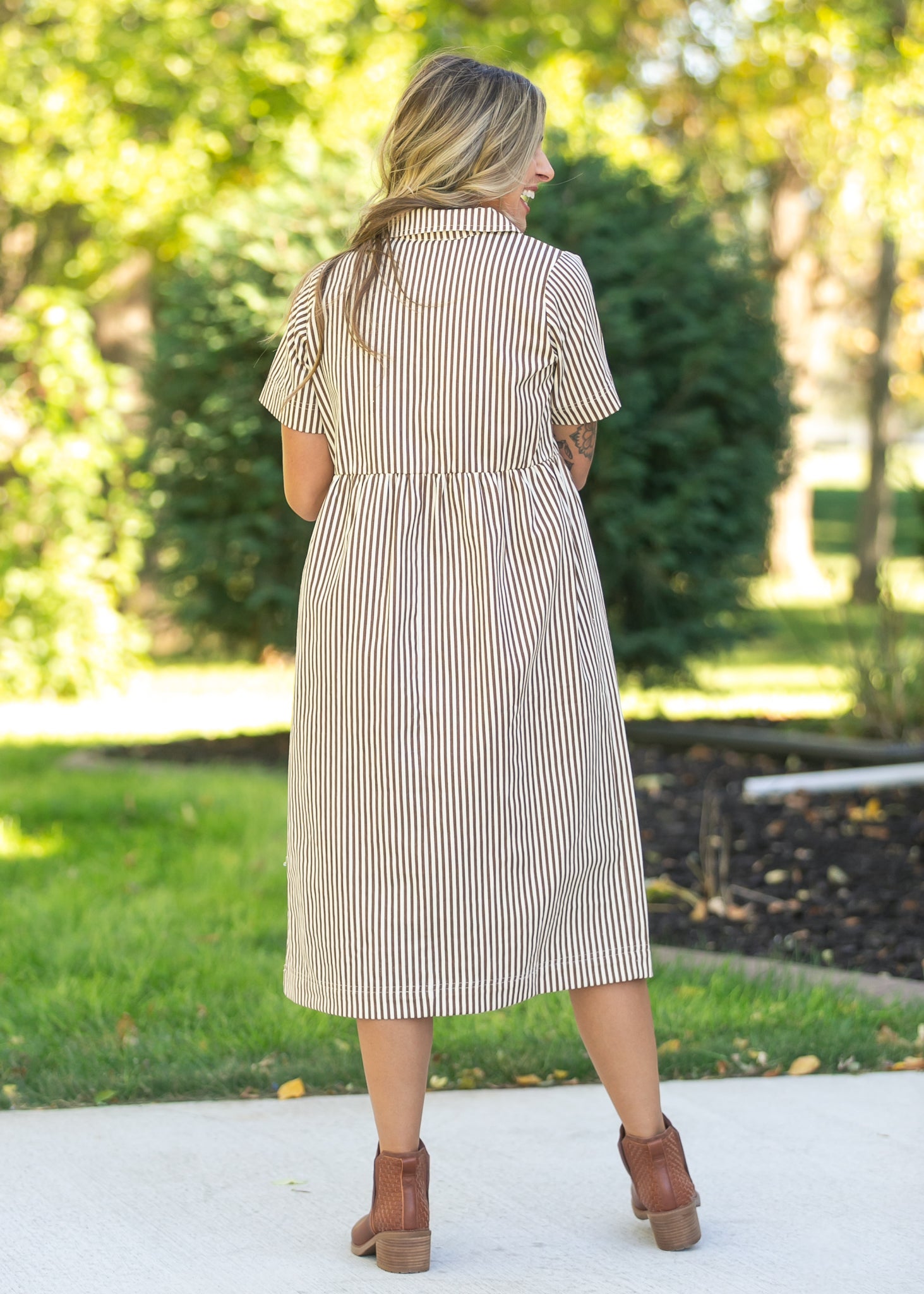Stripe Half Zip Midi Dress FF Dresses