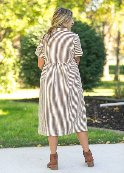 Stripe Half Zip Midi Dress FF Dresses