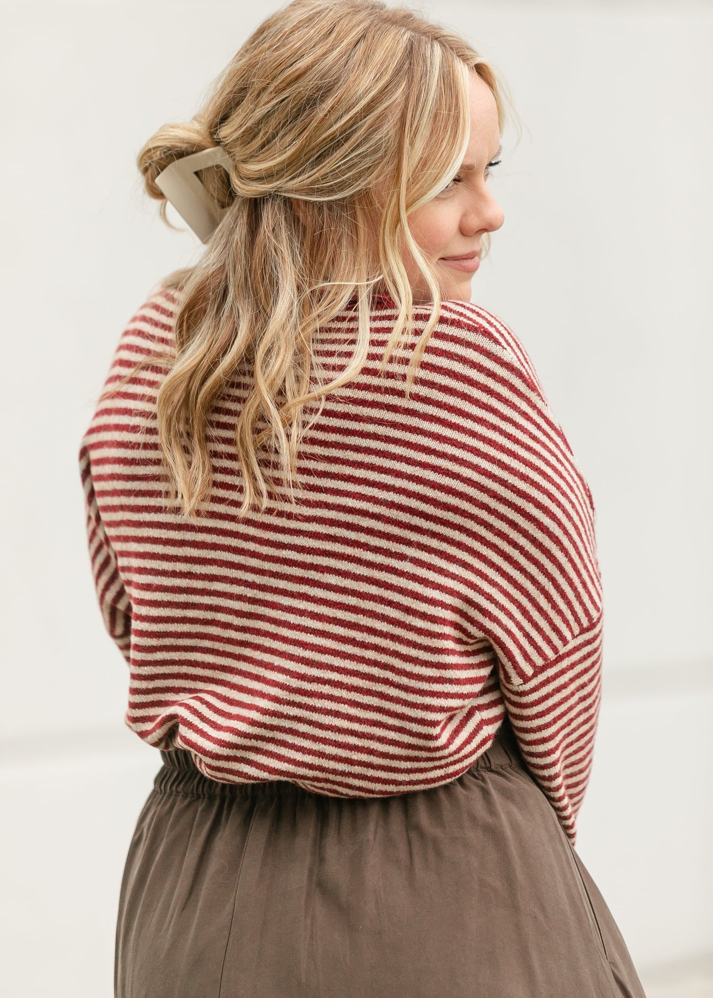 Stripe Knit Drop Shoulder Cardigan FF Layering Essentials